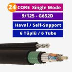 24 Core Çift Zırhlı Yer Altı 6 Tüplü Fiber Optik Kablo Single Mode - HDPE - Görsel 2