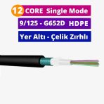 12 Core Çelik Zırhlı Yer Altı  Fiber Optik Kablo Single Mode - HDPE - Görsel 2